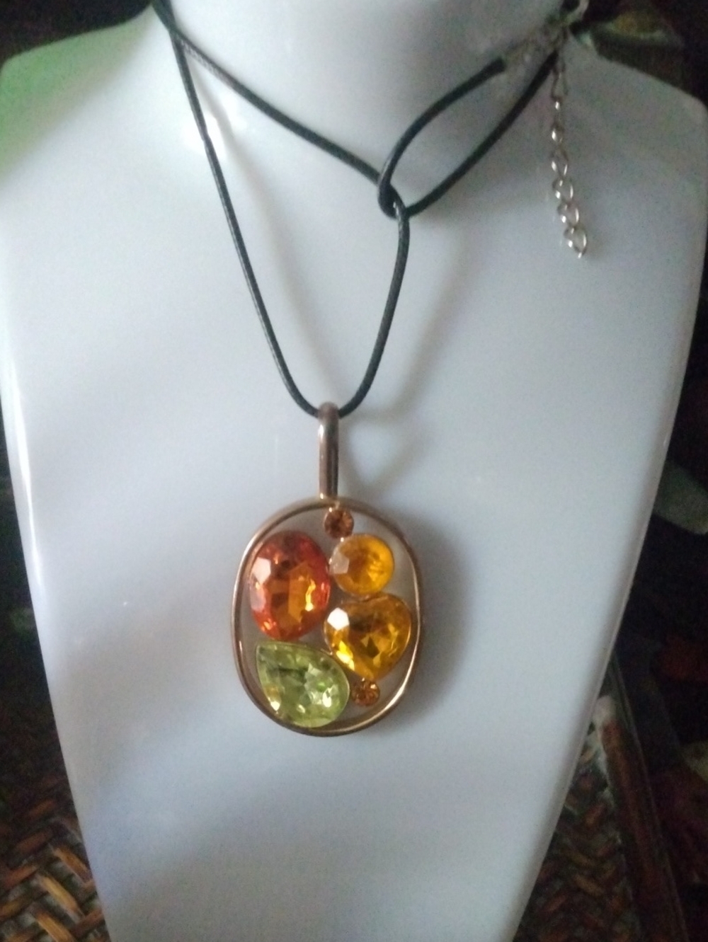 Park Lane Gold-Tone Pendant with Amber, Citrine and Peridot Gemstones